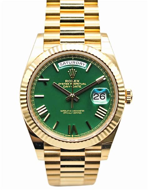 rolex day date 41 green dial|Rolex Day-Date 228238.